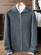 Lapel Full-Zip Knit Cardigan Jacket, Versatile And Practical - SINBOS - Dark Gray
