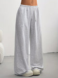 Women'S Summer Easy Front-Tie Loose Pants, Casual Daily Wear - Light Grey