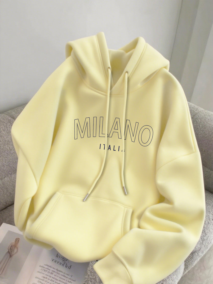 Men's -Lined Hooded Sweatshirt MILANO, Versatile for Autumn and Winter, Sporty, Casual, Comfortable Hooded Sweatshirt - Apricot