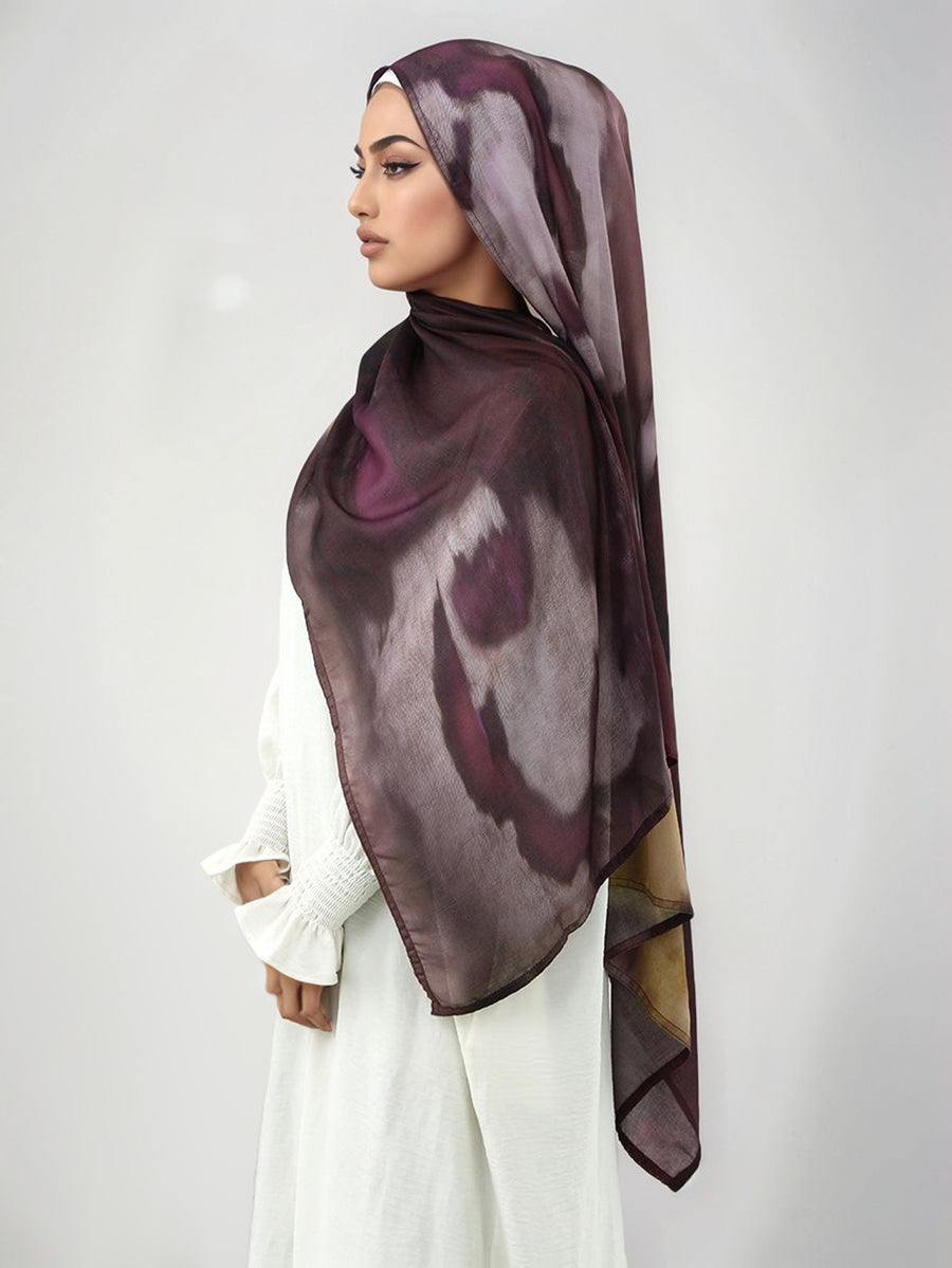 Lightweight, Breathable, And Skin-Friendly with a Soft Gradient Design; Suitable As a Headscarf Or Shawl. A Stylish Yet Modest Choice for Women for Various Occasions - from Prayer And Daily Outings to Social Gatherings - Burgundy
