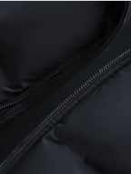 Men's Thickened Winter Jacket - Warm Windproof Hooded Outerwear, Polyester Fiber Filling Suitable for Cold Weather, Outdoor Activities - for Teens and Adults, Seasonal Layering, Casual Outerwear, Comfortable and Warm - Black