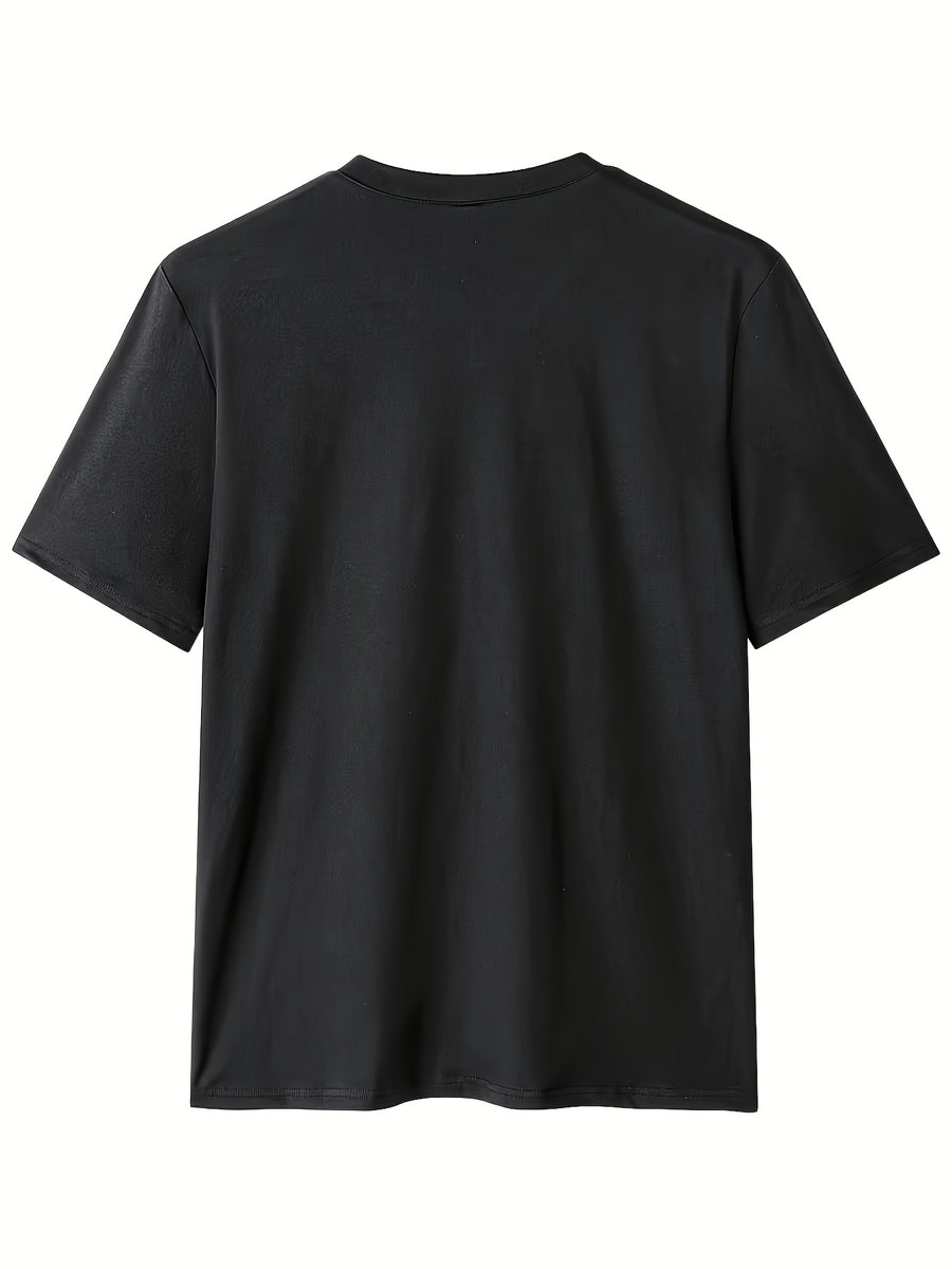 Men'S Patchwork V-Neck Short Sleeve T-Shirt, Suitable for Summer Outdoor Casual Wear, Casual Versatile Knit Top - Dark Gray 3