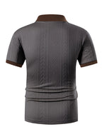 999-8, Father'S Day High-Quality Men'S Short Sleeve Collared Golf Polo Shirt, Frosted 3D Golf Pattern, Textured Striped Fabric, Soft And Skin-Friendly Quick-Dry, 3D Cut, Low-Key And Tasteful. Suitable for Business Office, Outdoor Sports - Grey
