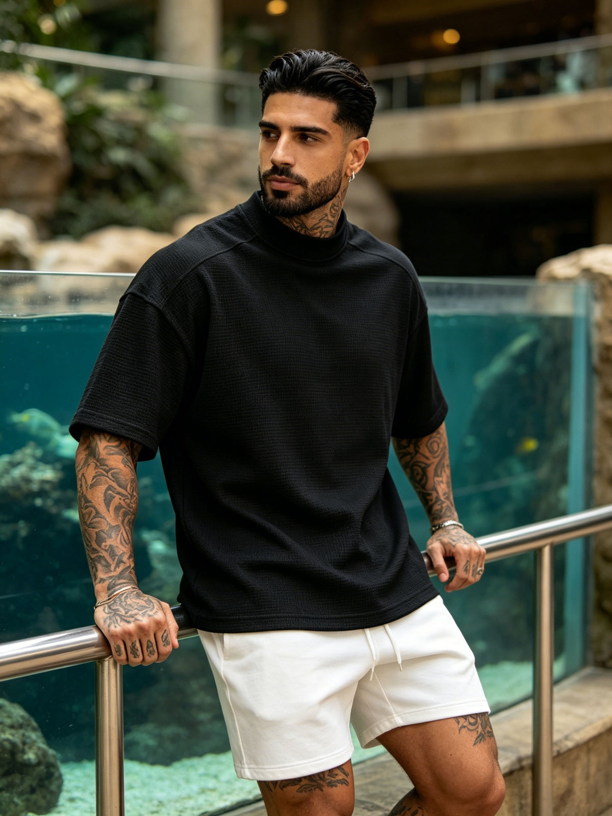 2pcs Men's Short-Sleeve T-Shirt, Loose Fit with Drop Shoulders, Trendy, Soft, Skin-Friendly, Refreshing, Durable, Casual, Lightweight, Versatile for Sports, Spring/Summer Streetwear, Commuting, Daily Essentials - Mixed Color 1
