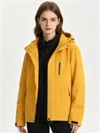 3-In-1 Shell Jacket Women'S Autumn Winter Outdoor Sports Wear Detachable Inner Lining Warm Mountaineering Coat - orange yellow