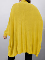 Plus Size, Plus Size Women's Batwing Sleeve Solid Open Front Cardigan - Duckling Yellow
