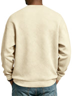 Men'S Fall Winter Crew Neck Sweatshirt 3D Textured Long Sleeve Pullover Loose Fit Casual Sports Commute Daily Home Outer Top Plus Size - Apricot