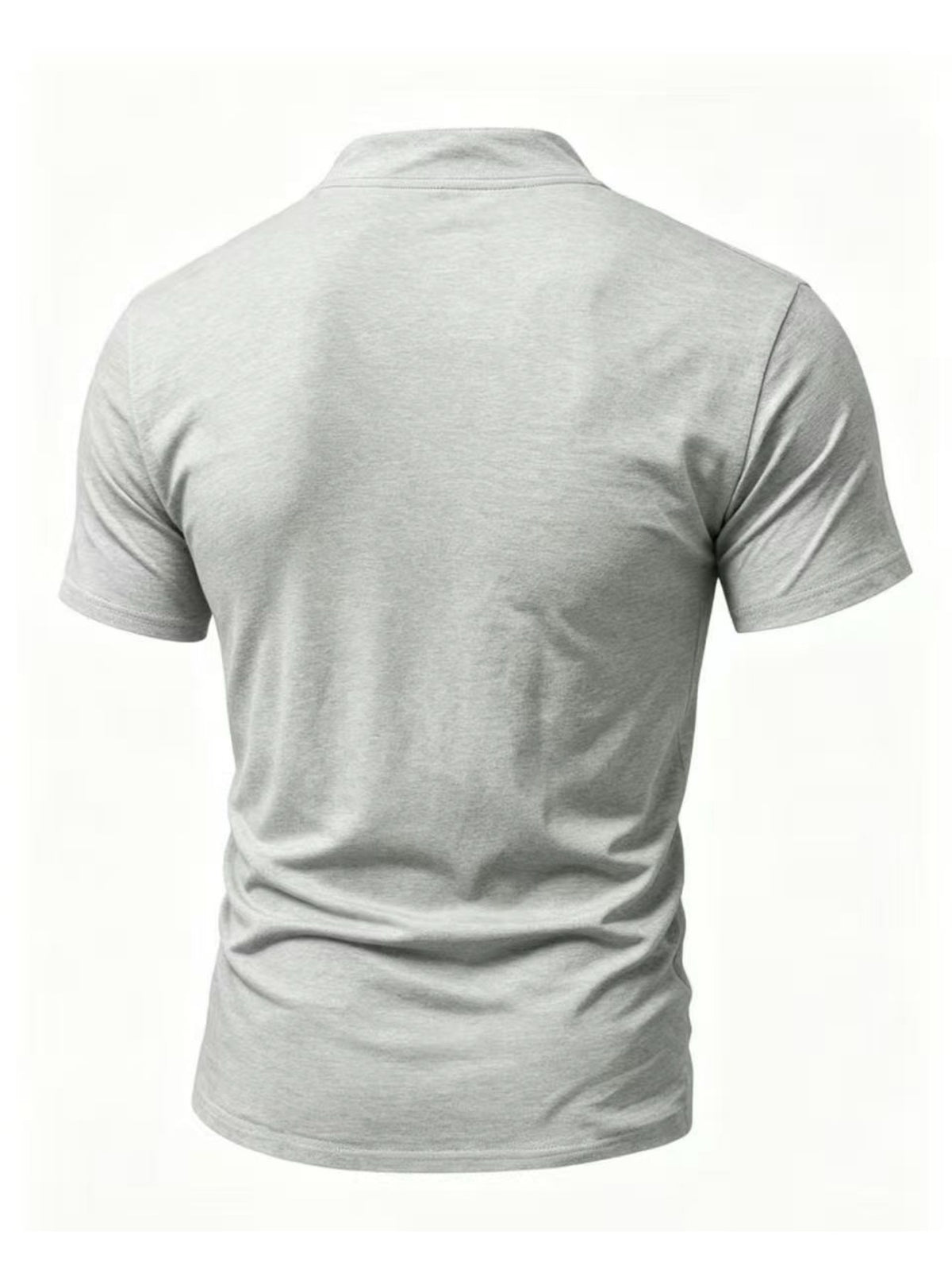 Men'S Summer New Style Henley Collar Tie-Front Short Sleeve T-Shirt, Individual And Fun Print Design with Texture, High-Elastic Regular Fit Made of Breathable And Skin-Friendly Fabric, Suitable for Daily Outings, Fishing, Outdoor Cycling, Running - Light Grey