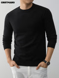 Men's Crew Neck Pullover Sweater, Warm Casual Layering Top for Fall and Winter - Black