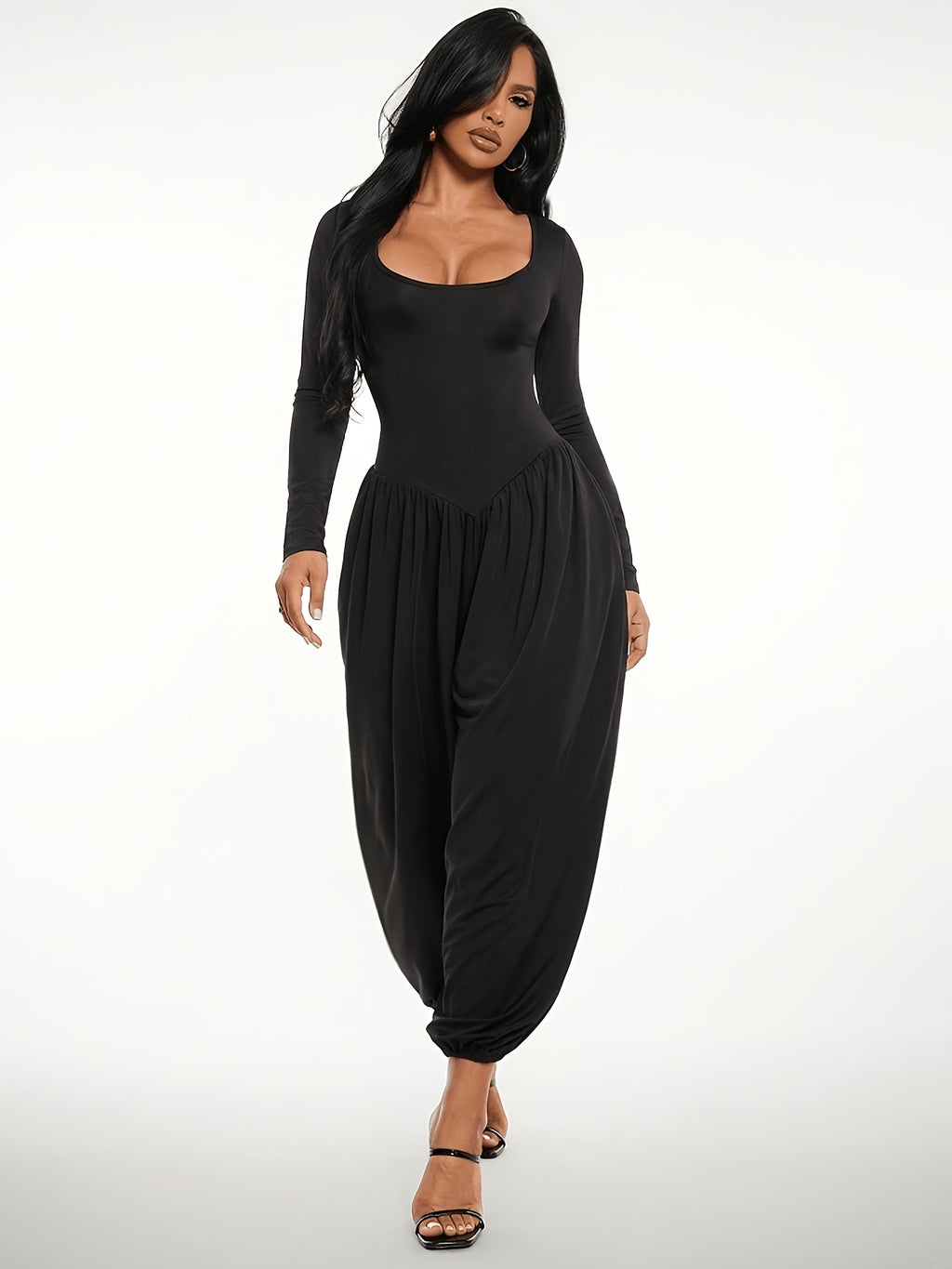 Women's Spring/Autumn Fashionable, Sexy, and Elegant Party Jumpsuit - Black