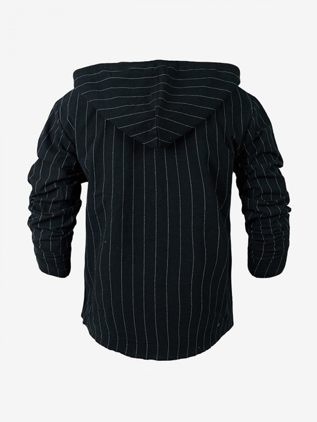 Men's Spring/Autumn Linen Casual Hooded Shirt, American-Style Loose Fit, Effortlessly Stylish, Long-Sleeve Cardigan Design for Easy On/Off, Linen Fabric Is Dry and Breathable, Versatile and Trendy Men's Apparel for Beach Outings - Black