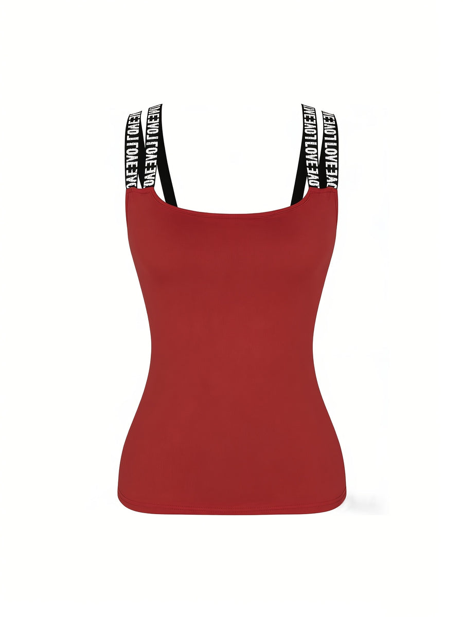 Spring and summer Women's new vest, sexy and elegant, versatile halter top, trendy and versatile letter print vest, a must-have gift for shopping festivals and Christmas parties - Red