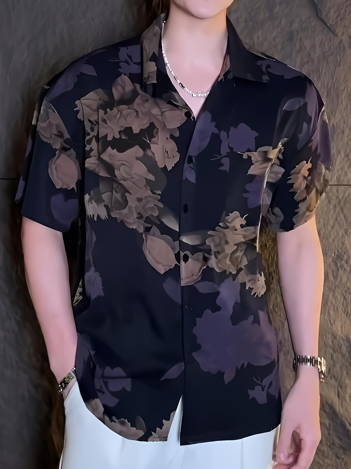 Men's Vintage Cool Short-Sleeve Shirt, Stylish Printed Casual Versatile Thin Vacation Floral Shirt - Multicolor