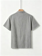 [Shule Shui OBM]New Men's Casual Henley Shirt Suitable for Parties and Dates - Grey