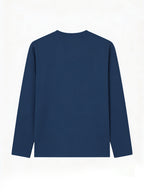 Women'S Fashion Casual Round Neck Long Sleeve T-Shirt, 100% with Lettered Stripe Pattern, Stylish Easy Comfortable Loose Fit - Navy Color