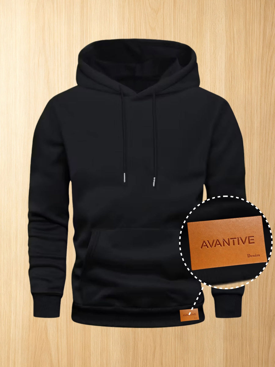50%, 50%, Men'S Casual Pocket Ankle-Length Hooded Sweatshirt, Cuffs with Ribbed Bottom, Men'S Warm Fleece-Lined Sweatshirt for Global All-Season Base Layer - Black 2