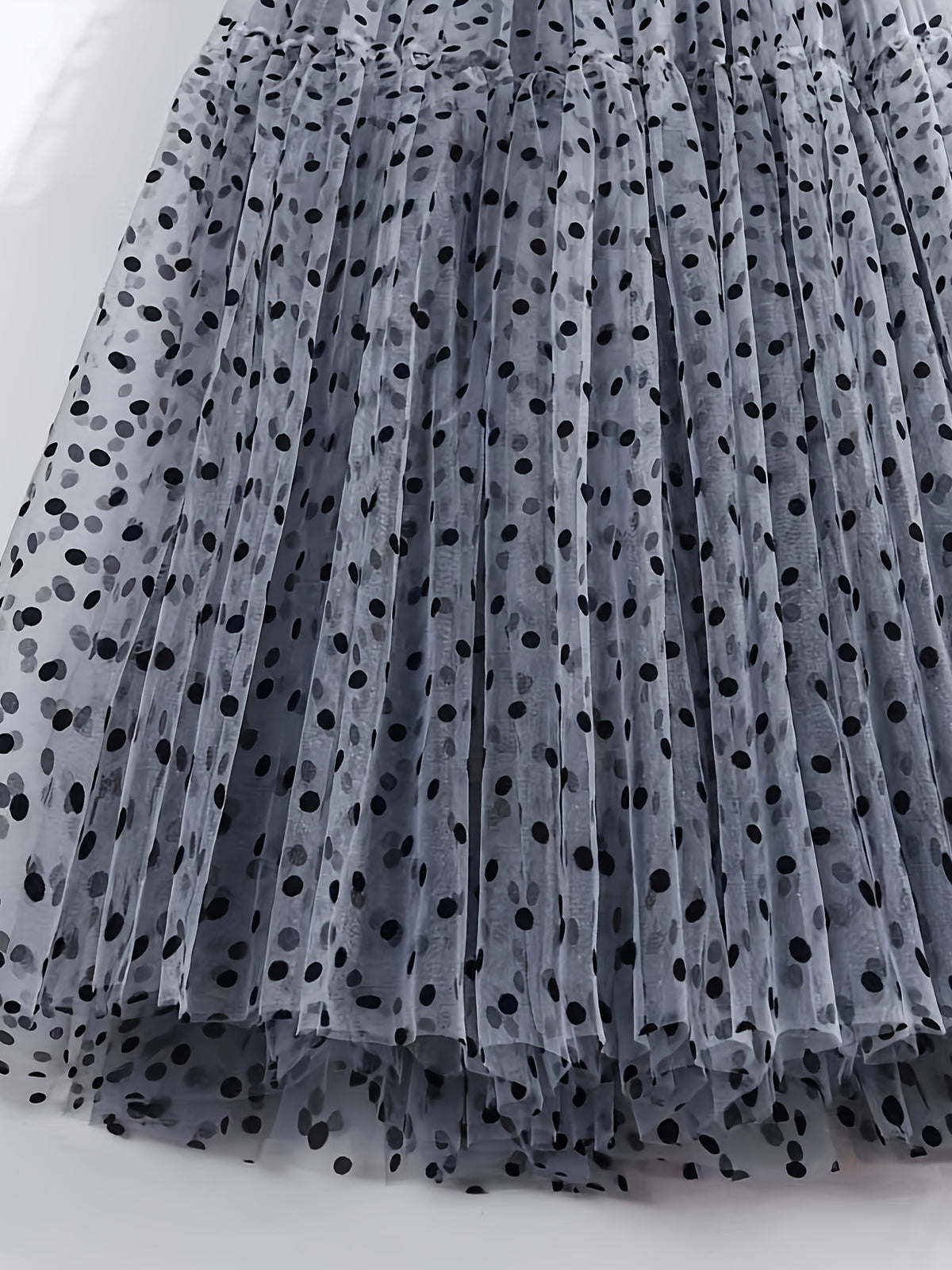 New Spring/Autumn Double-Layer Velvet Mesh Gauze Geri Rib Fluffy Ruffled Women'S Half Skirt, All-Season Wear - Slate Grey