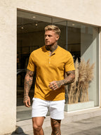 Summer New Fashion Athletic Button-Up Men'S Top Short Sleeve Autumn Casual Comfortable Trendy All-Match Style - ginger-colored