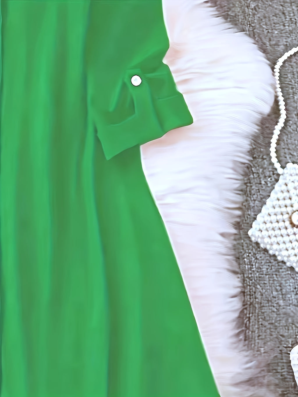 Ladies Mid-Length Shirt | Casual Long Shirt With Lapel Collar, Three Quarter Length Roll-Up Sleeves, Flared Hem, Button Details, Single Breasted Placket, Loose Fit For Weekend Casual - Emerald Green