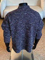 Autumn/Winter Striped Men's Loose Long Sleeve Casual Stand Collar -Lined - Fuchsia