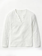 Men'S Linen Long-Sleeve 3pcs, Breathable Henley Neck Loose Fit T-Shirts for Spring And Autumn, Versatile for Business Casual, Commuting, And Lounging. (Box And Props for Display Solely) - White+Khaki+Sky Blue
