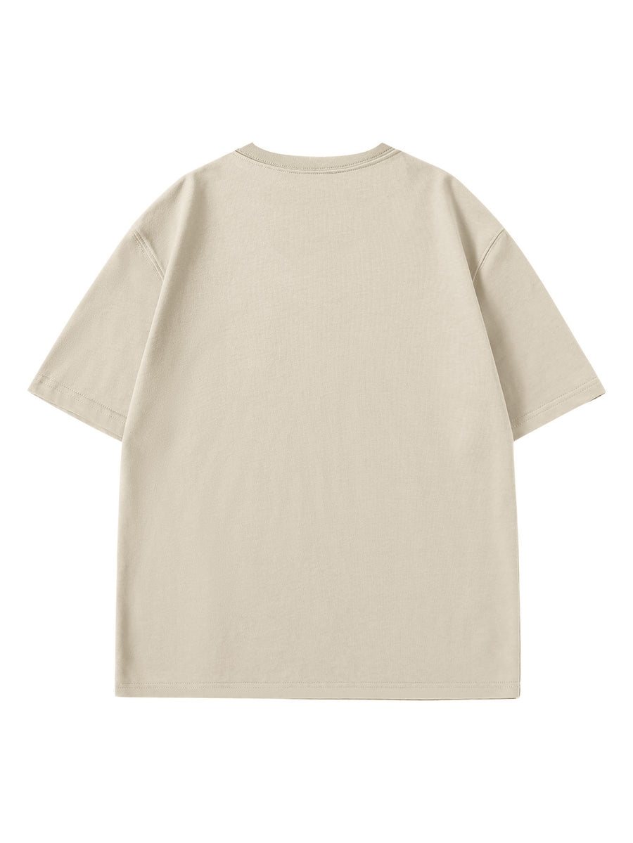 Paul Frank Summer Men's Pure Cotton Street Style Refreshing Pullover Short-Sleeve T-Shirt - Light Khaki