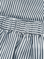 Elegant Fashion New Spring Summer Women'S Striped Back Elastic Button-A-Line Design Loose Casual Commuter All-Match High-Waist Skirt Pants - Black