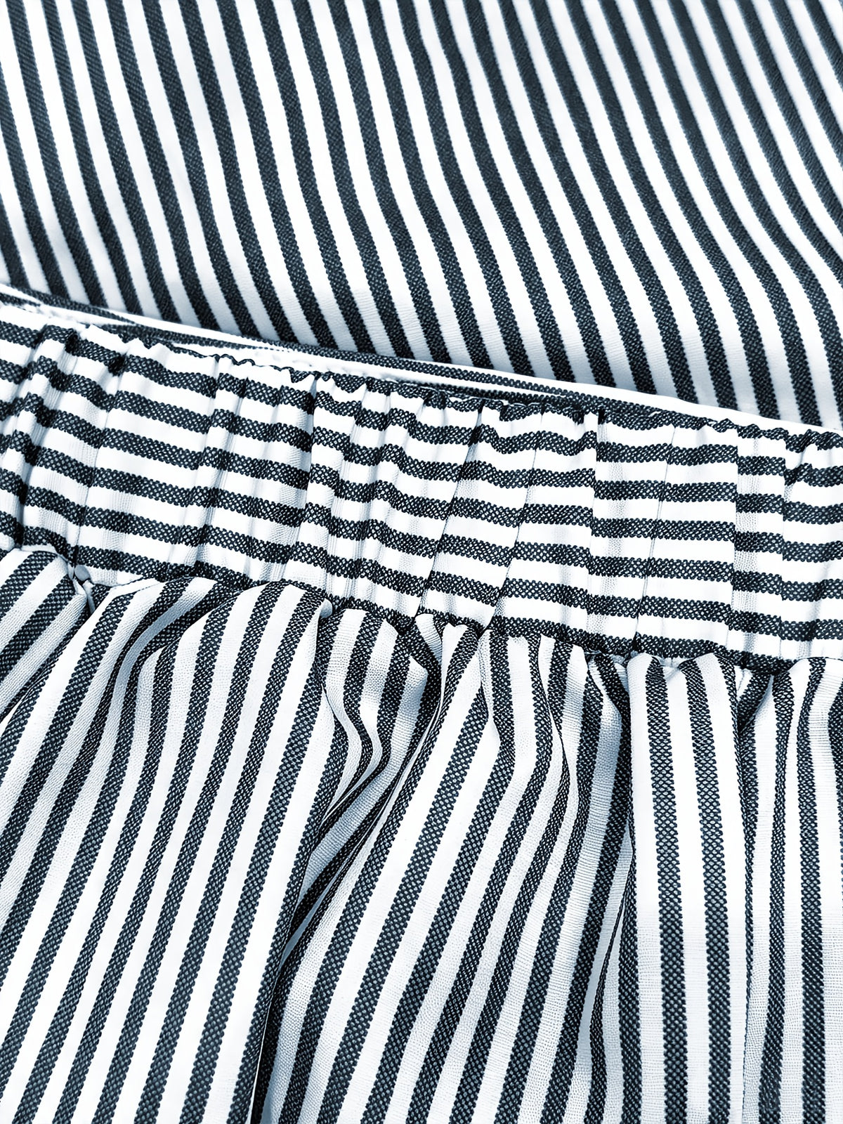 Elegant Fashion New Spring Summer Women'S Striped Back Elastic Button-A-Line Design Loose Casual Commuter All-Match High-Waist Skirt Pants - Black