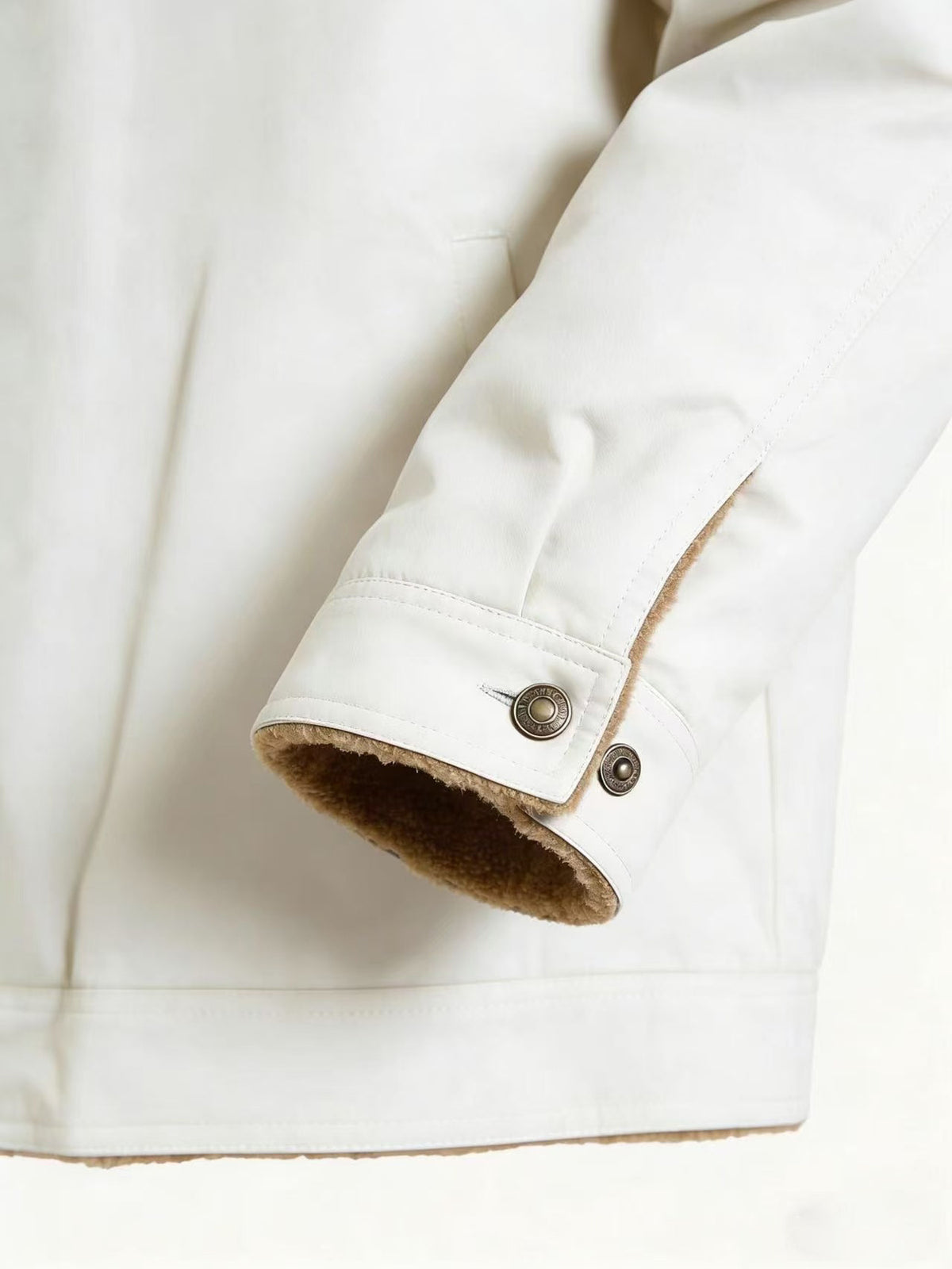 2026 European American New Men'S Mature Stable Fleece Warm Jacket Cargo Casual Easy Outing Commuting Coat - White