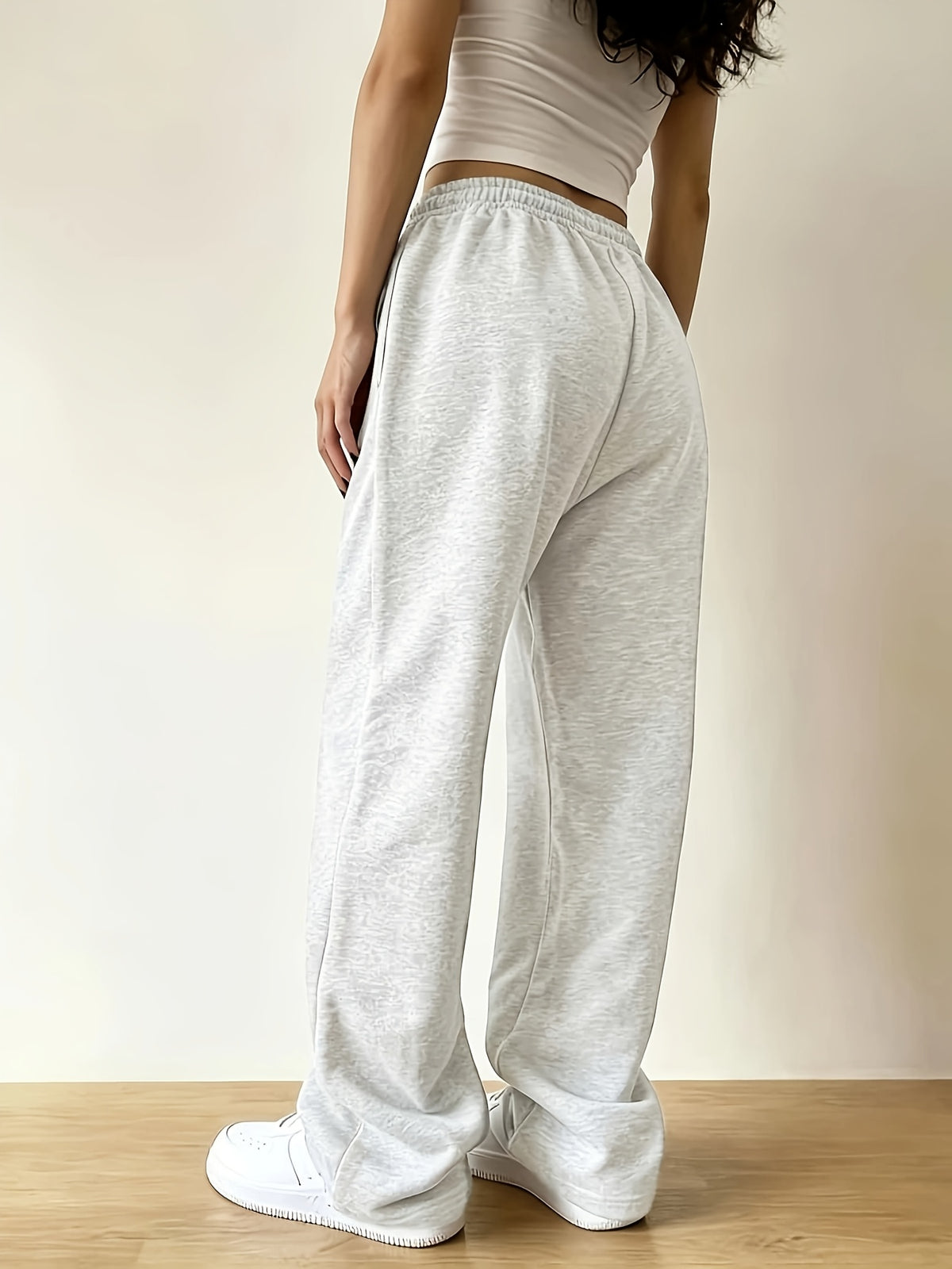 Autumn And Winter Beauty European And American Fashion Casual Trousers - White Gray