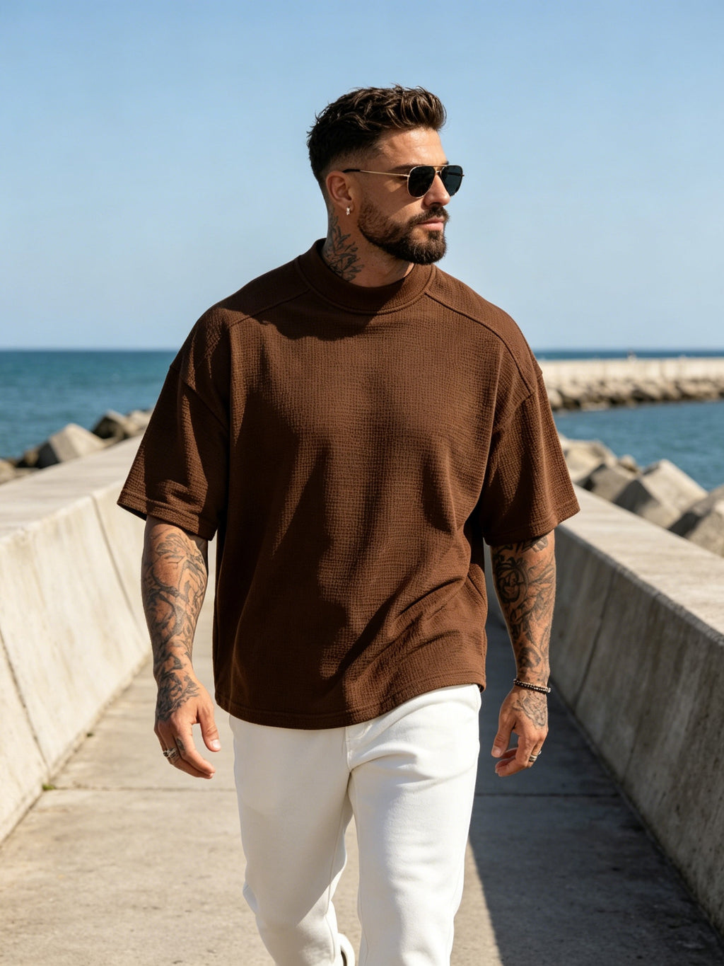 2pcs Set of Fashion Athletic Men'S Short Sleeve Shirts for Spring Summer And Summer, New Outdoor Casual Comfortable Cool Moisture-Wicking Trendy Versatile Easy Texture - Mixed Color 11