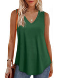 Women'S Comfortable Casual Top Elegant Loose Basic Shirt Fashion V-Neck Sleeveless Vest - Dark Green