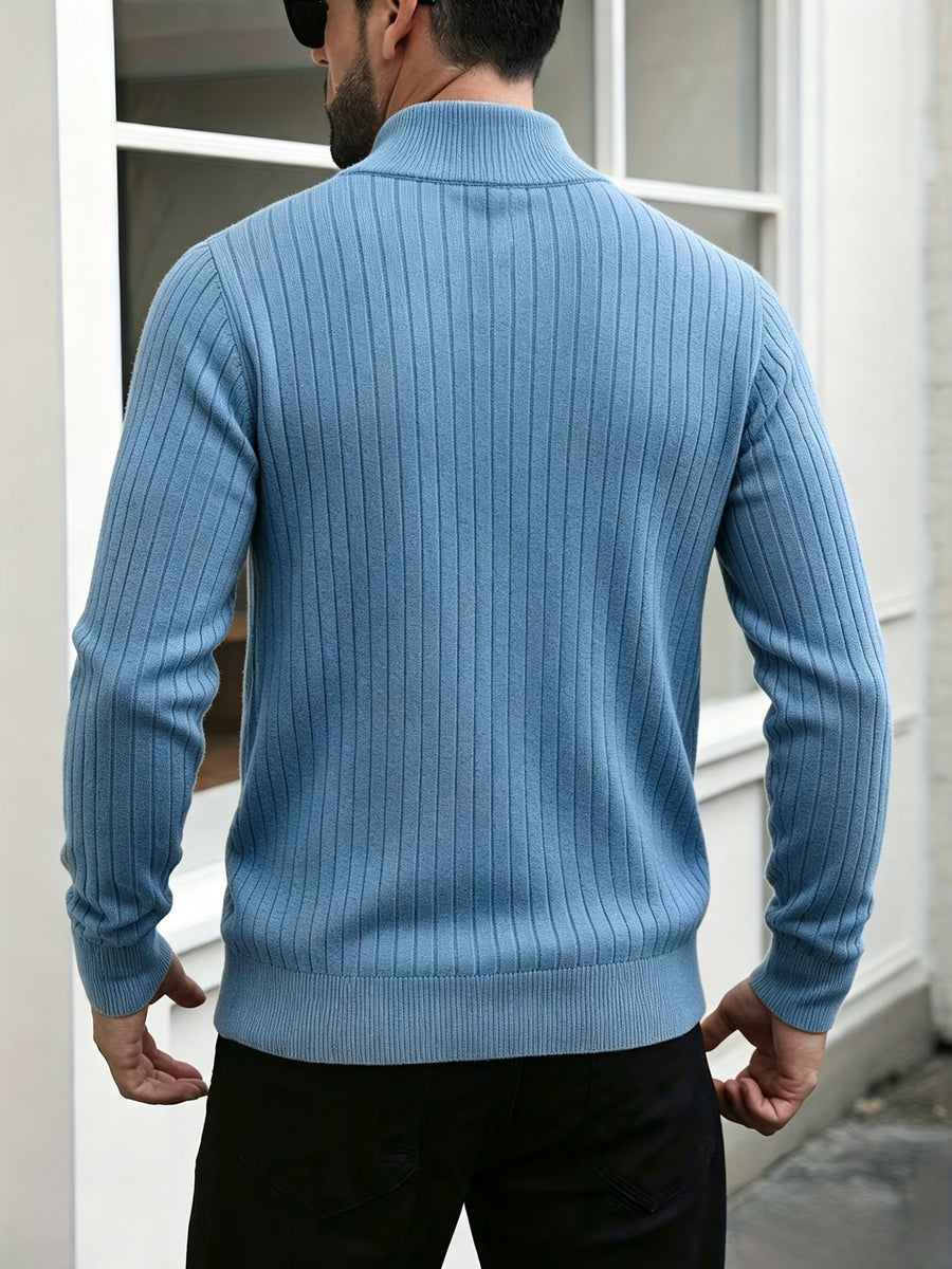 Men'S Stand Collar Half-Zip Sweater for Autumn And Winter, Versatile Long Sleeve Top, Warm And Comfortable Half-Placket Long Sleeve Sweatshirt, Classic Versatile Casual Pullover, Suitable for Daily Leisure And Street Strolls - Sea Polish