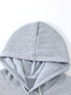 Geometric Print Women's -Lined Hooded Sweatshirt + Jogger Set, Machine Washable Pullover for Autumn/Winter, Soft Fabric, Versatile Daily Wear, -Lined Design, 100% Polyester, Ideal for Outdoor Sports, Durable and Comfortable Material, Warm and Stylish - Light Grey