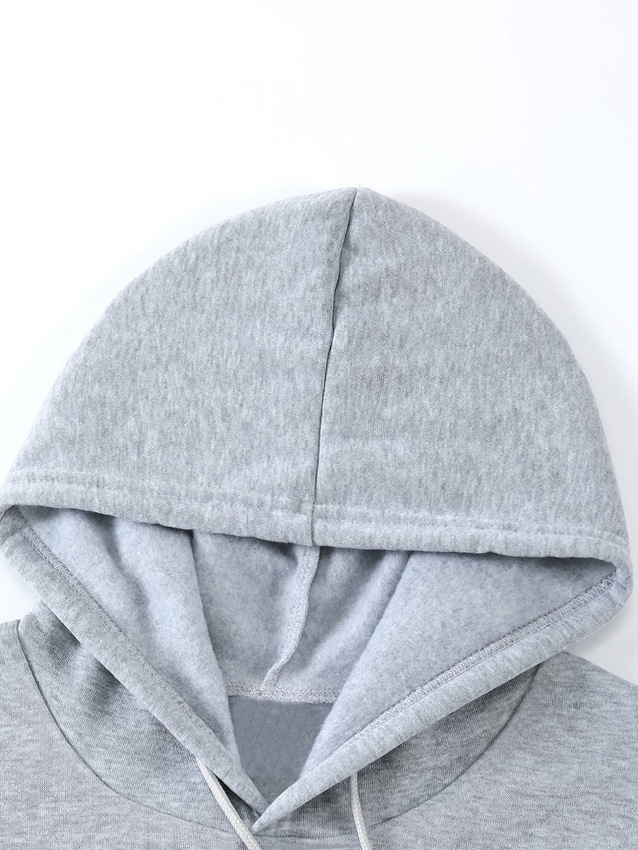 Geometric Print Women's -Lined Hooded Sweatshirt + Jogger Set, Machine Washable Pullover for Autumn/Winter, Soft Fabric, Versatile Daily Wear, -Lined Design, 100% Polyester, Ideal for Outdoor Sports, Durable and Comfortable Material, Warm and Stylish - Light Grey