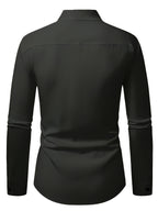 Men'S Solid Color V-Neck Shirt Casual Business Formal Shirt Slim Fit Long-Sleeved Social Party Shirt, Soft And Skin-Friendly Fabric, Suitable for Wearing in All 4 Seasons, Autumn, Stretchy, Office, Button - Dark Gray