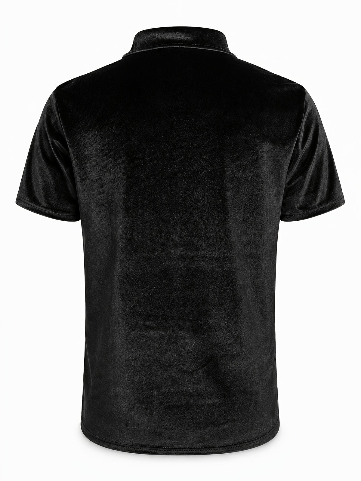 Men's Velvet Lapel Short-Sleeve Polo Shirt, American Relaxed Style, Soft, Skin-Friendly, Breathable, and Versatile, for Daily Commuting and Streetwear - Black