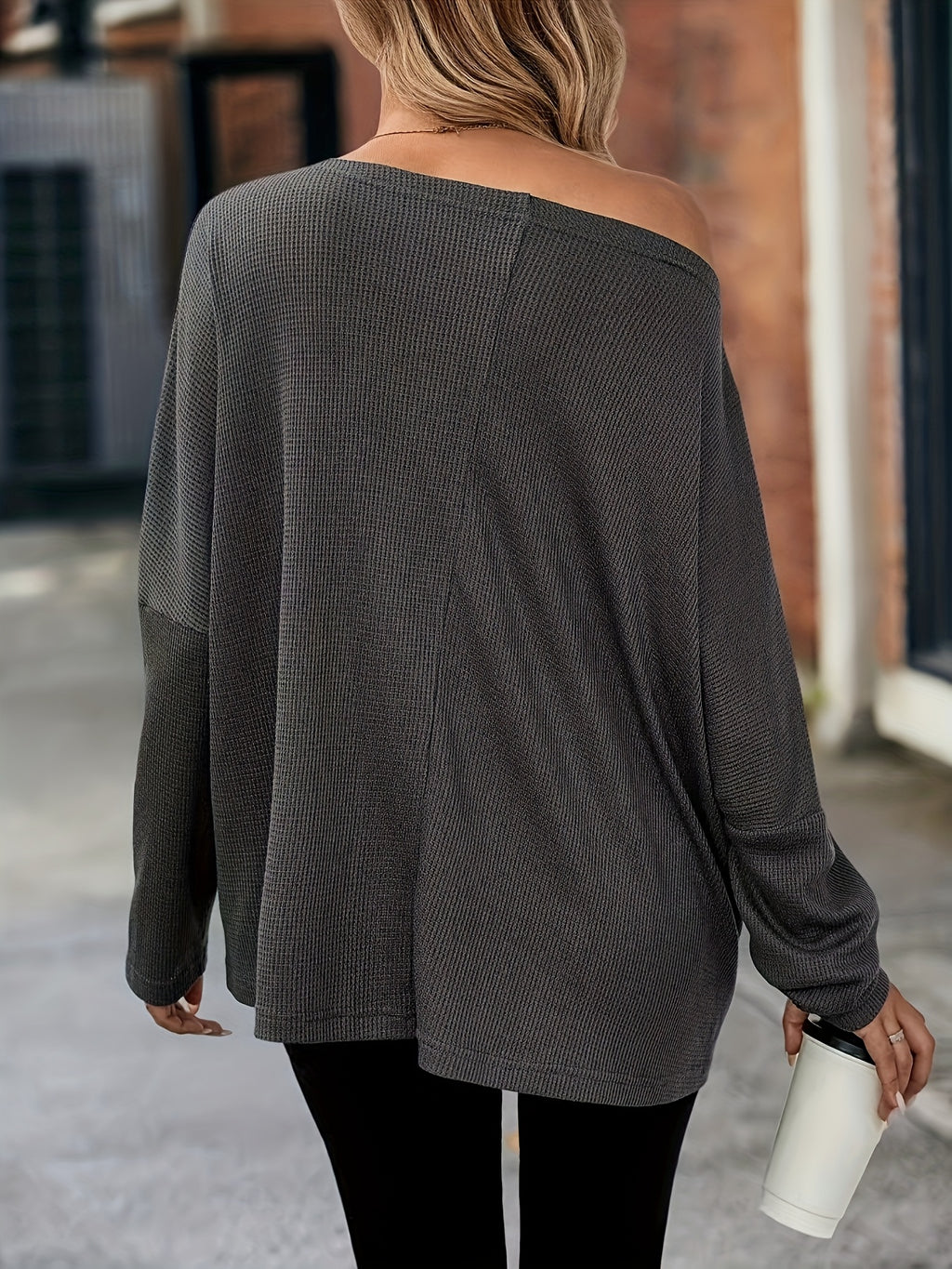Targeted Women'S Casual Fashion Long-Sleeved Top - Dark Gray