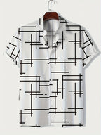 A Set of Three Men'S Vacation Shirts, Featuring Print Short-Sleeve Button-Up Shirts, Perfect for Beach Holidays And Summer Parties - Mixed colors