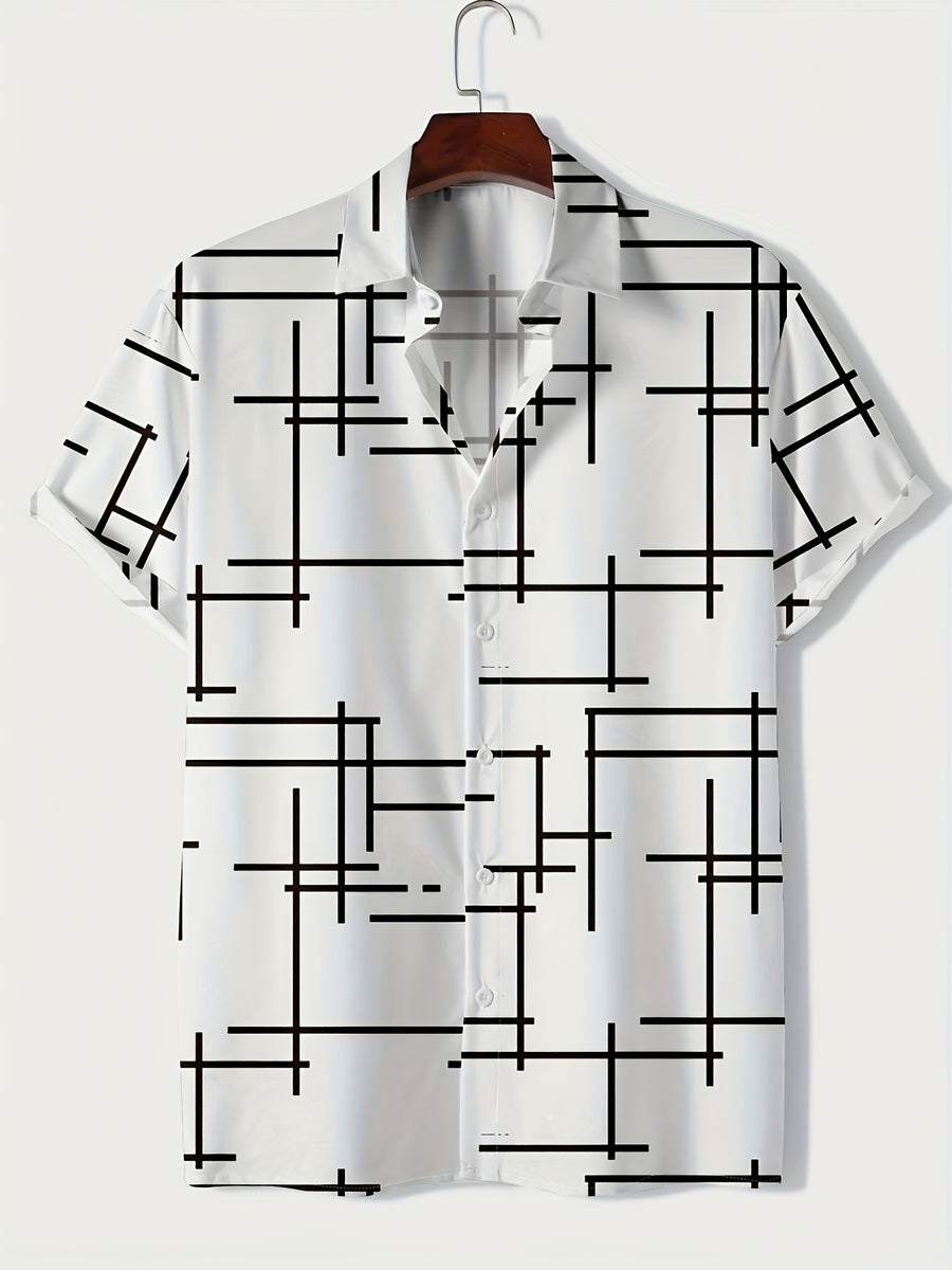 A Set of Three Men'S Vacation Shirts, Featuring Print Short-Sleeve Button-Up Shirts, Perfect for Beach Holidays And Summer Parties - Mixed colors