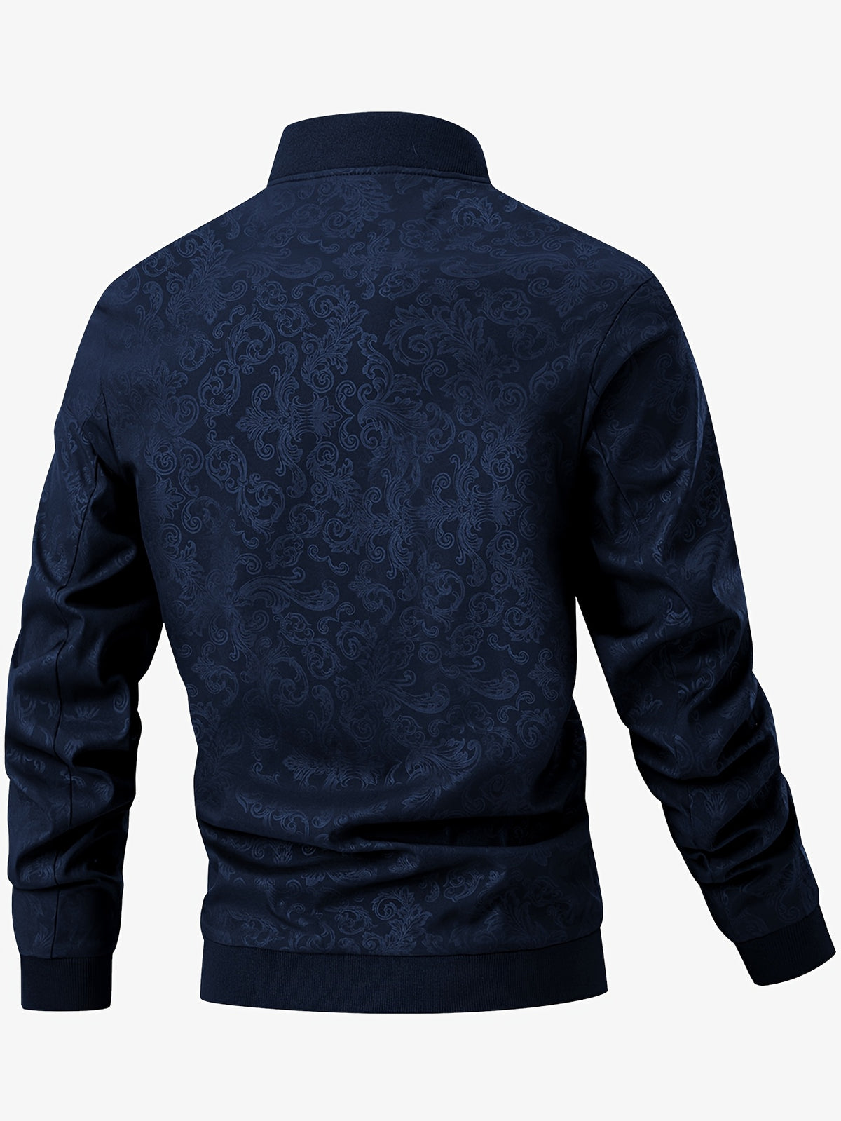 [Sizi Bean OBM] Men'S Jacket Casual Jacket, Stamped Phoenix Print Texture Chinese Style Baseball Collar Top, 97% 3% Spandex Suitable for Spring Autumn Outdoor Windproof Wear - Blue