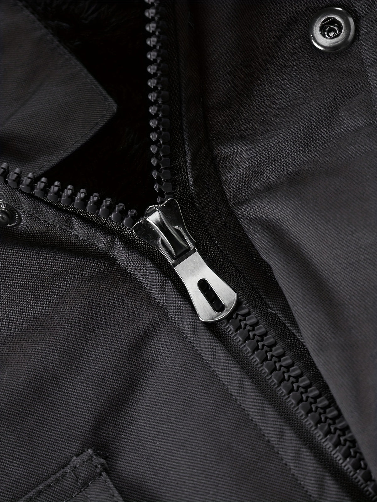 Men'S Fleece-Lined Thickened Jacket, Multi-Pocket Design, 100% Casual Outdoor Coat, Stand-Up Collar And Button Closure, Suitable for Autumn And Winter - Black