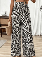 Elegant Leopard Print Wide Leg Pants for Women - Multicolor 4