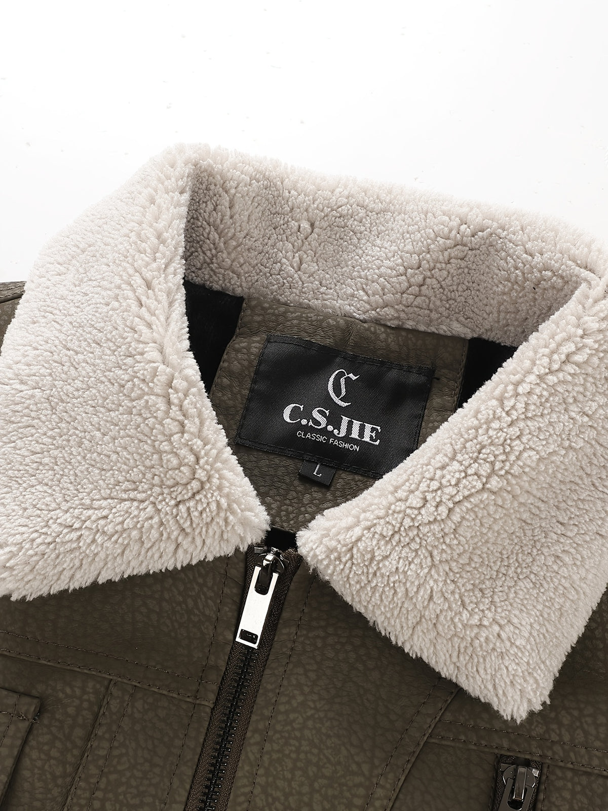 Men's Plush Lapel -Lined PU Motorcycle Jacket with Thickened Warm Lining, Vintage Texture Fabric, Multiple Zipper Pockets, Slim Fit Short Style, Autumn/Winter Riding Commuting American Casual Wear, Wear-Resistant and Windproof Lapel Outerwear Winter - fern green
