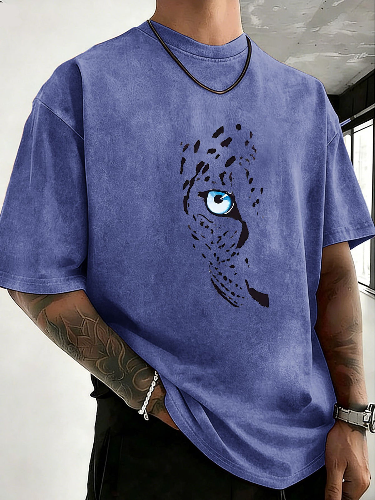 2026 New Unisex T-Shirt, Washed Pure Cotton with Distressed Texture, Double-Sided Print, Breathable and Sweat-Absorbent, Loose Fit for Outdoor Fitness and Sports, Trendy Short Sleeve - Royal Blue