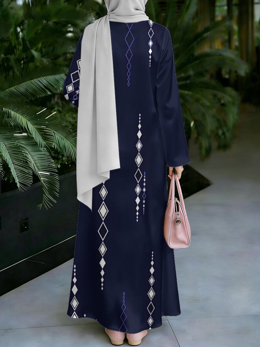 New Muslim Women'S Abaya, Women'S Dress Loose Fit, Casual Fashion, Easy Long Sleeve, Fashionable Pattern, Temperament All-Match Long Dress (Headscarf Additions Not Included) - Mixed colors