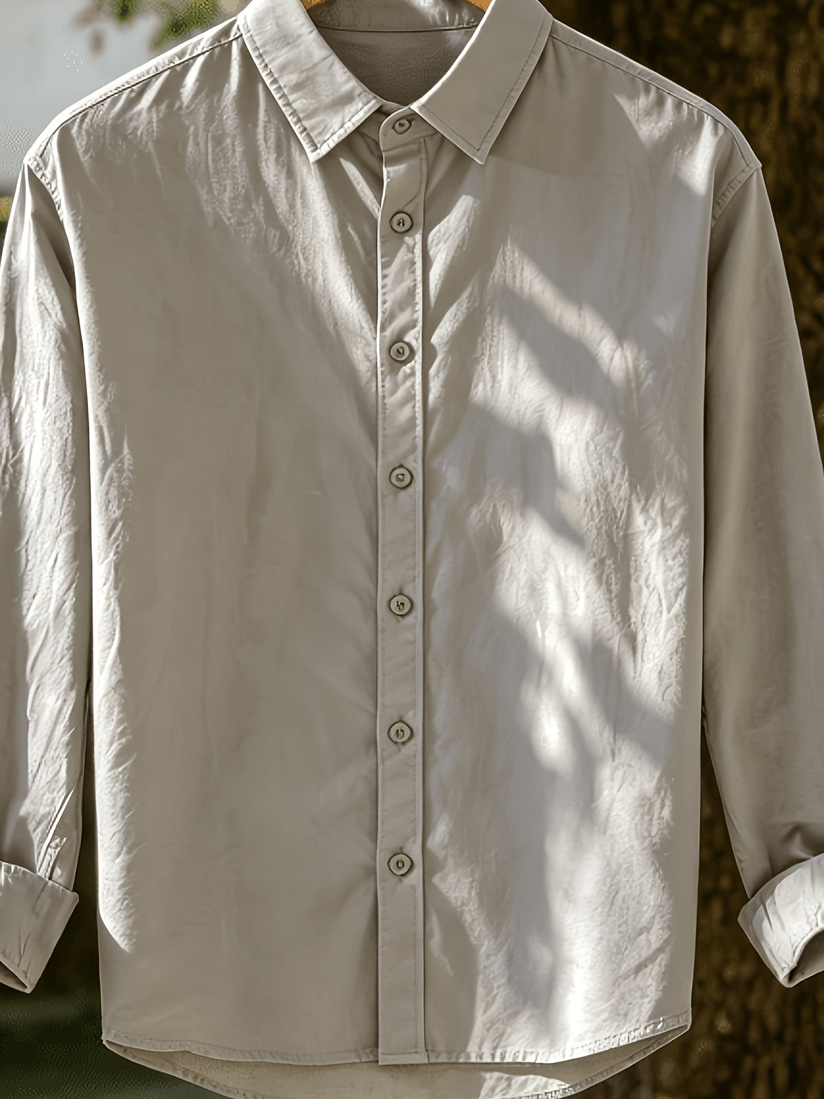 Single Piece Men'S Solid Color Long-Sleeve Shirt, Loose And Soft Button-Up Cardigan Design, Comfortable And Skin-Friendly, Available in Multiple Colors, Versatile for Daily Wear And Outdoor Adventures - Grey