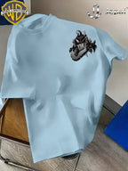 Warner Exclusive, Vintage Street Style DC Joker Themed Print Men's Summer Basic Daily Casual Short-Sleeve Top, Casual Crew Neck Shirt, Suitable for Outdoor Wear, Fitness, Office, and Daily Outfits, an Essential Item for Men's Basic Wardrobe - Light Blue