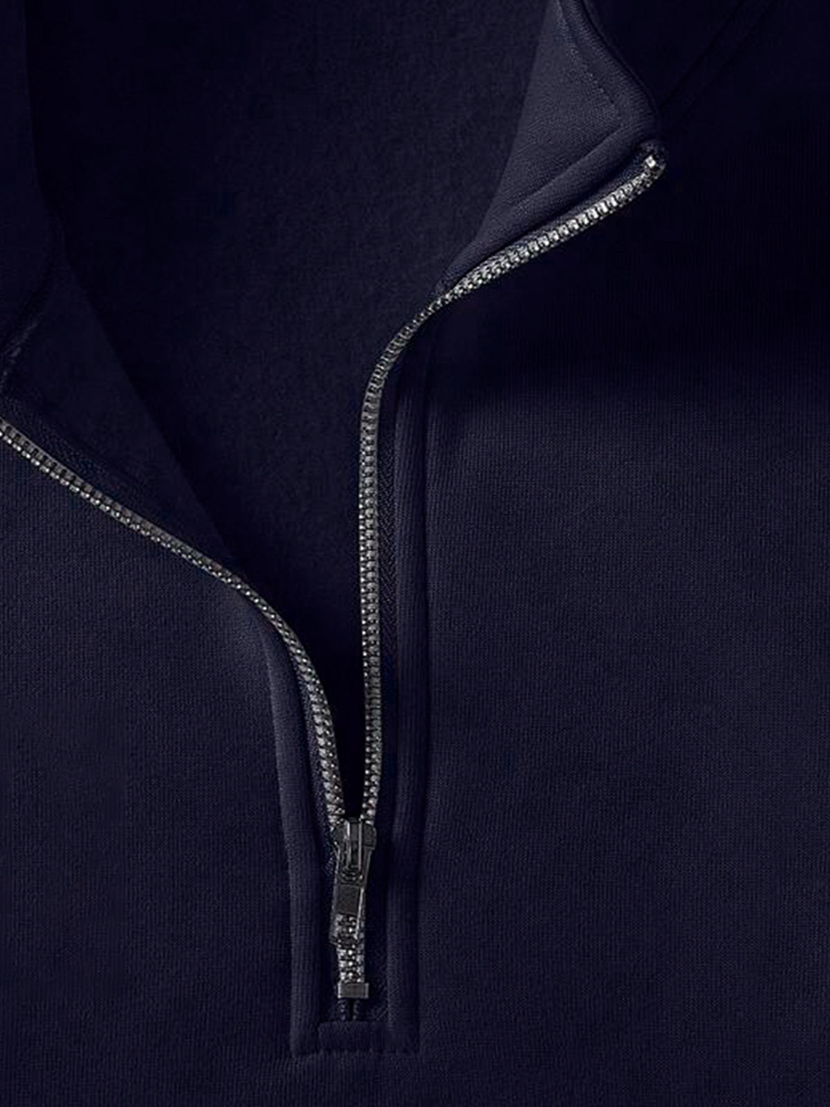 Heavyweight -Lined Stand Collar Half-Zip Cardigan with Skin-Friendly Polar Lining, Simple and Versatile Men's Long-Sleeve Top - Navy Color