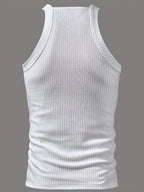 ROYALBOY Men's Slim Fit Tank Top with Thick Shoulder Straps - Sleeveless Athletic Shirt Suitable for Gym, Parties, Commuting, Solid Color Non- Back Strap Design, Machine Washable Spring/Autumn Wear for Daily Wear & Gatherings - White